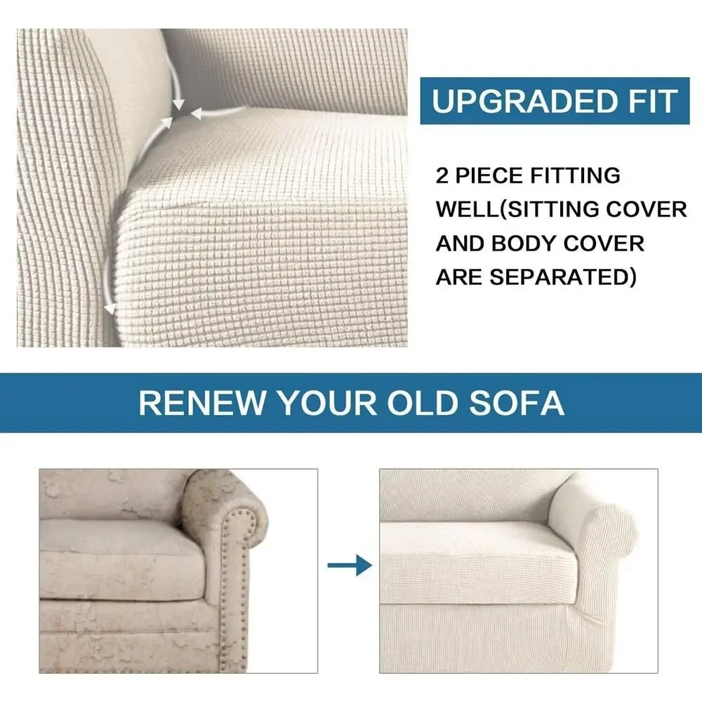 Gray 2 Piece Chair Cover Chair Slipcover for Living Room Stretch Armchair Cover